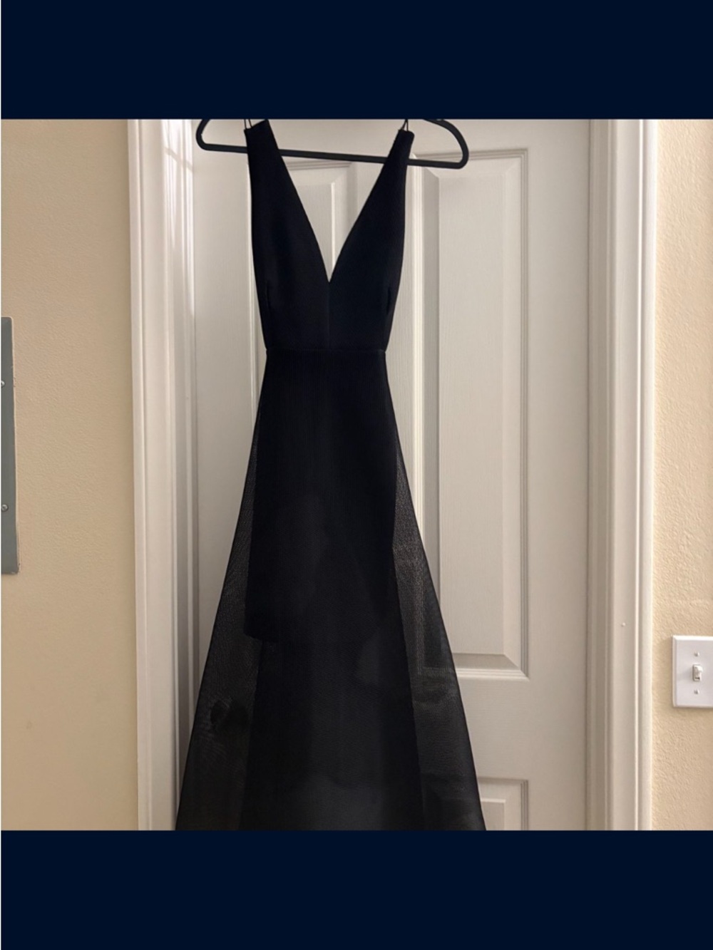 ANGL Black Deep V A-Line Prom Dress